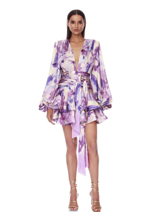 Bronx and Banco Dresses & Skirts - New Bronx and Banco Wisteria Bedouin Coastal Wrap Mini Dress in Purple Multi